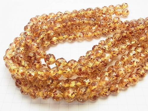 Pressed Amber Triangle Faceted Round 12 mm 1/4 or 1 strand beads (aprx.15 inch / 36 cm)