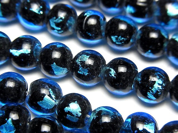 [Video] Lampwork Beads Round 8mm [Light Blue] half or 1strand beads (aprx.14inch/34cm)