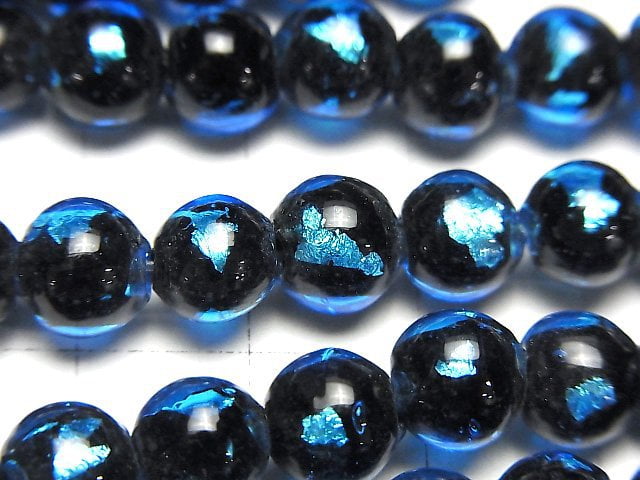 [Video] Lampwork Beads Round 8mm [Light Blue] half or 1strand beads (aprx.14inch/34cm)