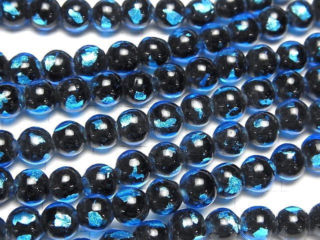 [Video] Lampwork Beads Round 8mm [Light Blue] half or 1strand beads (aprx.14inch/34cm)