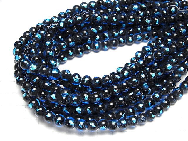 [Video] Lampwork Beads Round 8mm [Light Blue] half or 1strand beads (aprx.14inch/34cm)