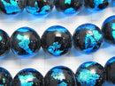 [Video] Lampwork Beads Round 12mm [Light Blue] half or 1strand beads (aprx.14inch/35cm)