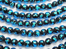 [Video] Lampwork Beads Round 12mm [Light Blue] half or 1strand beads (aprx.14inch/35cm)