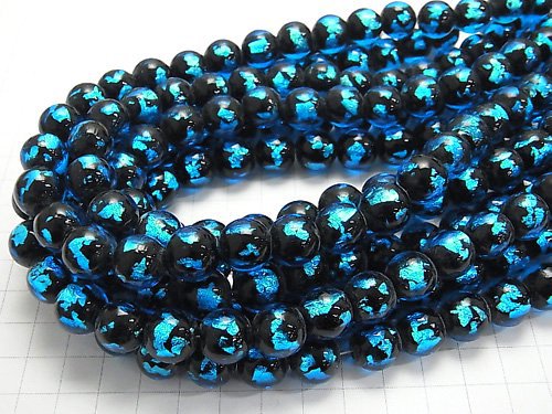 Lampwork Beads Round 12mm [Light Blue] half or 1strand beads (aprx.14inch/35cm)