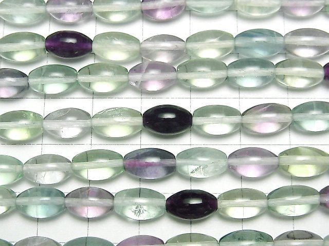 [Video] Multicolor Fluorite AA++ Rice 10x6x6mm half or 1strand beads (aprx.15inch/37cm)