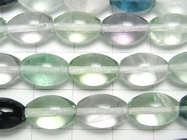 Multicolor Fluorite AAA - Rice 12 x 8 x 8 mm half or 1 strand beads (aprx.15 inch / 37 cm)