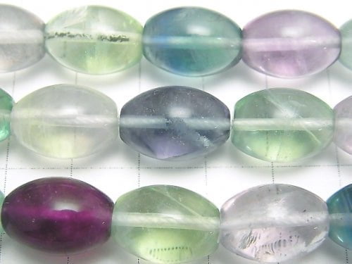 Multicolor Fluorite AA ++ Rice 14 x 10 x 10 mm half or 1 strand beads (aprx. 15 inch / 38 cm)