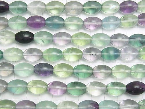 Multicolor Fluorite AA ++ Rice 14 x 10 x 10 mm half or 1 strand beads (aprx. 15 inch / 38 cm)