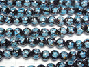 [Video] Lampwork Beads Round 10mm [Blue x Flower] 1/4 or 1strand beads (aprx.15inch/36cm)
