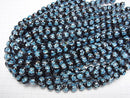 [Video] Lampwork Beads Round 10mm [Blue x Flower] 1/4 or 1strand beads (aprx.15inch/36cm)