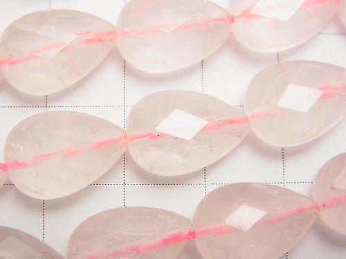 Rose Quartz AA++ Vertical Hole Faceted Pear Shape 15x10x6mm half or 1strand beads (aprx.14inch/35cm)