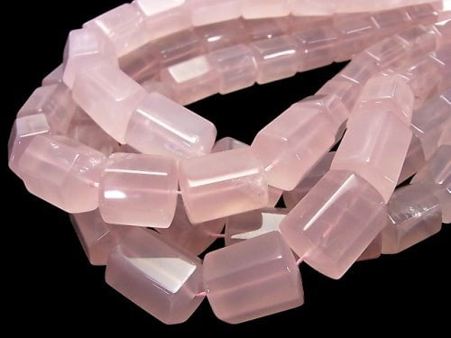 Madagascar Rose Quartz AA ++ 6 Faceted Tube [M size] half or 1 strand beads (aprx.15 inch / 38 cm)