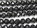 High Quality! Black Spinel AAA Faceted Round  6 x 6 x 5.5 mm half or 1 strand beads (aprx. 15 inch / 37 cm)