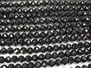 High Quality! Black Spinel AAA Faceted Round  6 x 6 x 5.5 mm half or 1 strand beads (aprx. 15 inch / 37 cm)