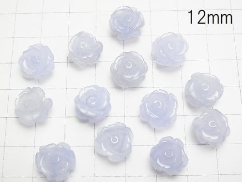 1pc $6.79 High Quality Blue Chalcedony AAA Rose 12, 15mm [Half Drilled Hole] 1pc