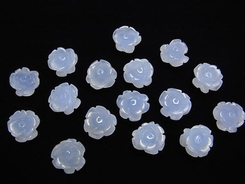 1pc $6.79 High Quality Blue Chalcedony AAA Rose 12, 15mm [Half Drilled Hole] 1pc