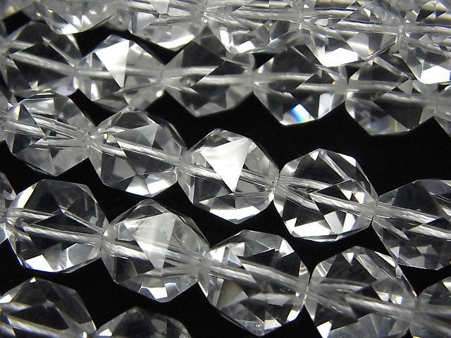 Crystal Quartz, Faceted Round Gemstone Beads