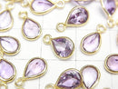 [Video]High Quality Amethyst AAA Bezel Setting Pear shape Faceted 8x6mm 18KGP 5pcs