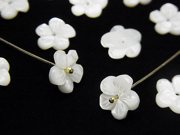 [Video]Mother of Pearl MOP White Flower [6mm][8mm][10mm][12mm][14mm] Center Hole 4pcs