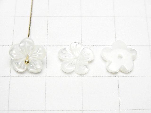 [Video]Mother of Pearl MOP White Flower [10mm][12mm][15mm] Center Hole 4pcs
