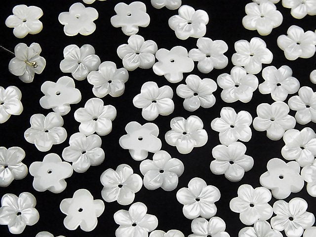 [Video]Mother of Pearl MOP White Flower [6mm][8mm][10mm][12mm][15mm] Center Hole 4pcs