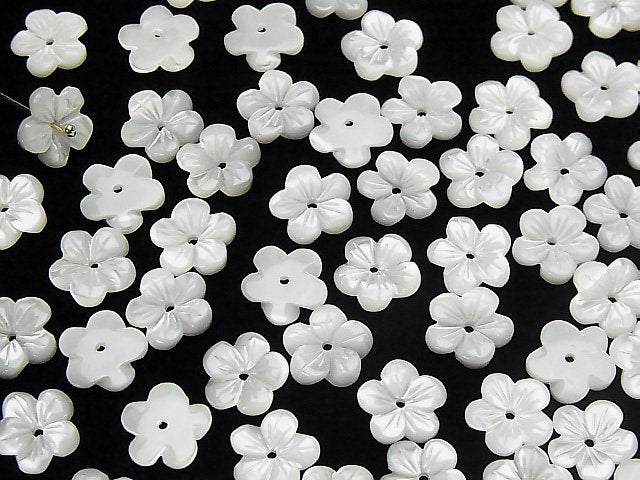 [Video]Mother of Pearl MOP White Flower [6mm][8mm][10mm][12mm][14mm] Center Hole 4pcs