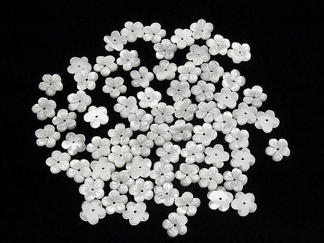 [Video]Mother of Pearl MOP White Flower [10mm][12mm][15mm] Center Hole 4pcs
