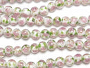 [Video] Lampwork Beads Round 8mm Rose Pattern [White] half or 1strand beads (aprx.11inch/28cm)