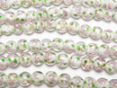 [Video] Lampwork Beads Round 10mm Rose Pattern [White] half or 1strand beads (aprx.13inch/32cm)