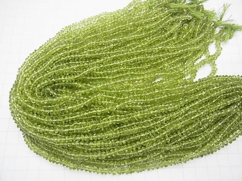 [Video]Peridot AA+ Roundel 3-4mm 1strand beads (aprx.14inch/34cm)