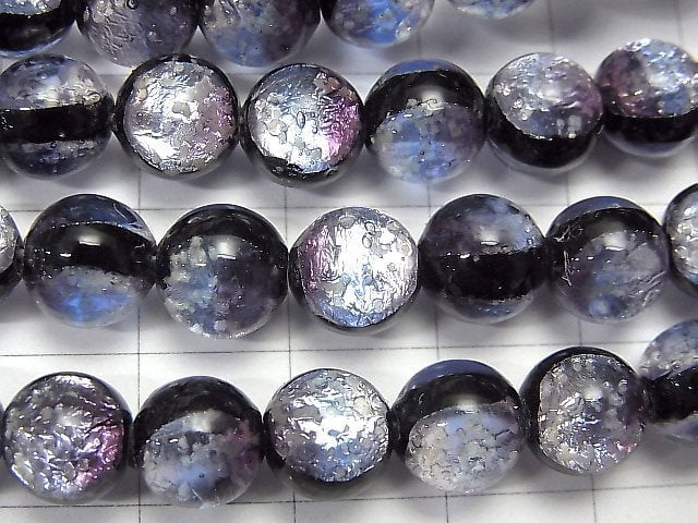 Lampwork Beads Round 8mm [Purple/Luminous type] 1/4 or 1strand beads (aprx.15inch/37cm)