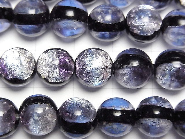 [Video] Lampwork Beads Round 10mm [Purple/Luminous type] 1/4 or 1strand beads (aprx.14inch/34cm)