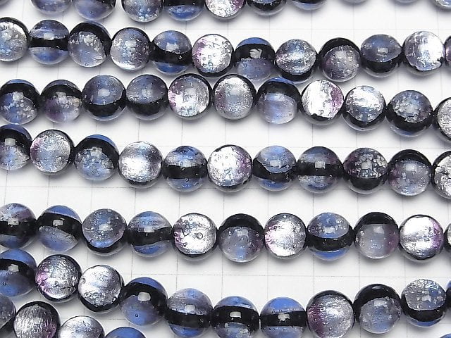 [Video] Lampwork Beads Round 10mm [Purple] 1/4 or 1strand beads (aprx.14inch/35cm)