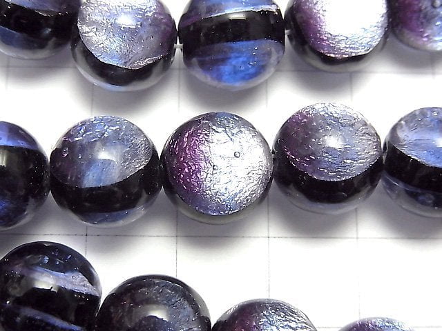 [Video] Lampwork Beads Round 12mm [Purple] 1/4 or 1strand beads (aprx.14inch/34cm)