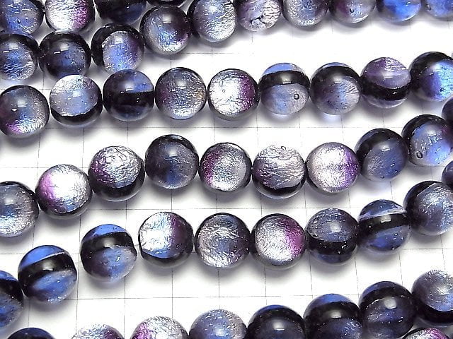 Lampwork Beads Round 12mm [Purple] 1/4 or 1strand beads (aprx.14inch/34cm)