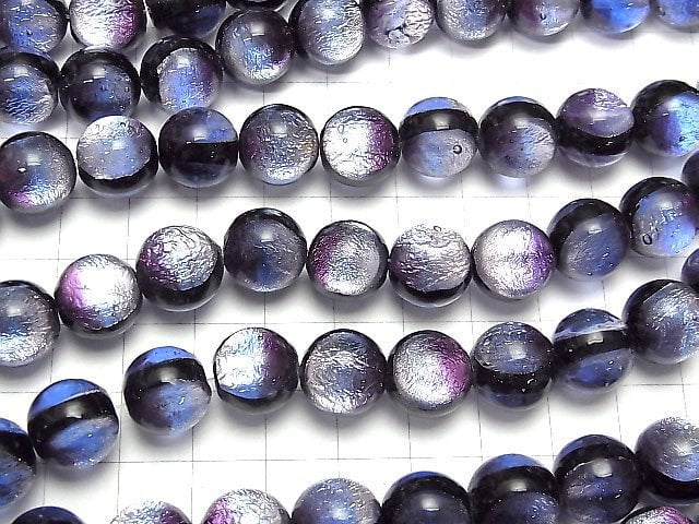 [Video] Lampwork Beads Round 12mm [Purple] 1/4 or 1strand beads (aprx.14inch/34cm)