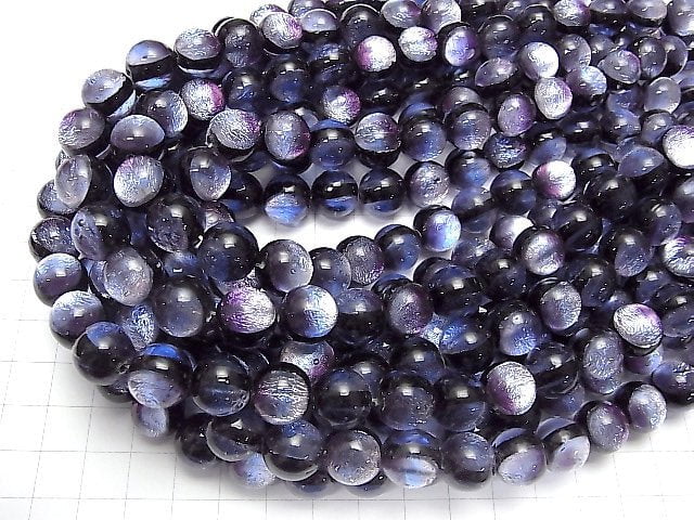 [Video] Lampwork Beads Round 12mm [Purple] 1/4 or 1strand beads (aprx.14inch/34cm)