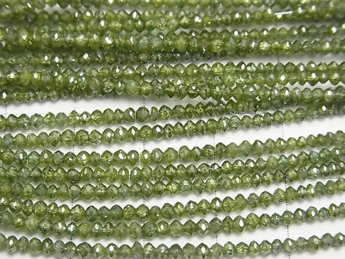 [Video]High Quality Green Diamond Faceted Button Rondelle 10pcs -1strand beads (aprx.15inch/37cm)