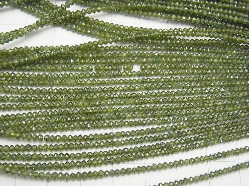 [Video]High Quality Green Diamond Faceted Button Roundel 10pcs -1strand beads (aprx.15inch/37cm)