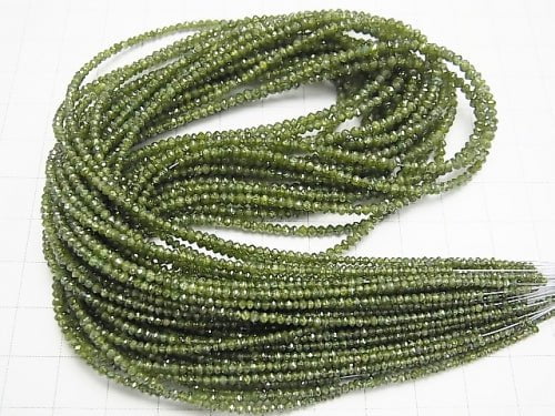 [Video]High Quality Green Diamond Faceted Button Rondelle 10pcs -1strand beads (aprx.15inch/37cm)
