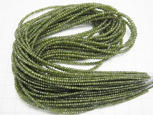 [Video]High Quality Green Diamond Faceted Button Roundel 10pcs -1strand beads (aprx.15inch/37cm)