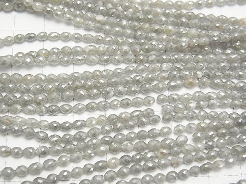 [Video] Gray Diamond Faceted Rice 5pcs -1strand beads (aprx.15inch/38cm)