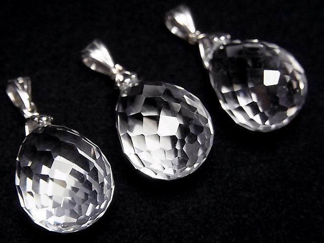 [Video] High Quality Crystal AAA Faceted Drop Pendant 18x13x13mm [Bail] Silver925 1pc