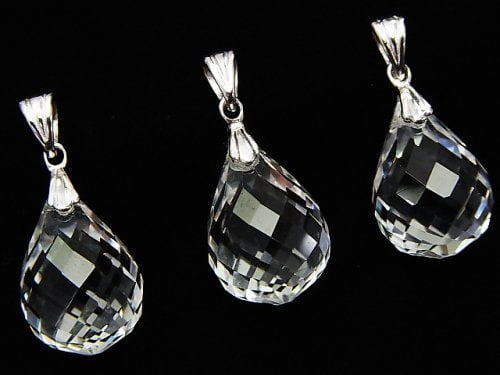 [Video] High Quality Crystal AAA Faceted Drop Pendant 18 x 13 x 13 mm Silver 925