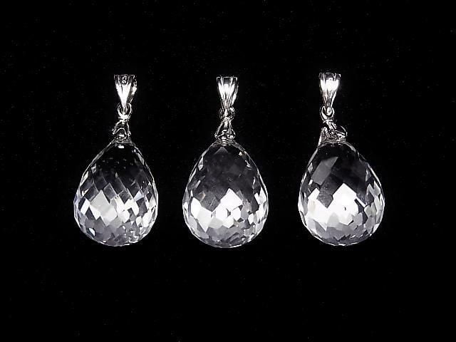 [Video] High Quality Crystal AAA Faceted Drop Pendant 18x13x13mm [Bail] Silver925 1pc