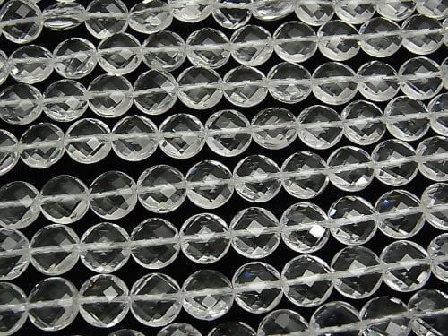[Video] High Quality! Crystal AAA Faceted Coin 10 x 10 x 5 mm half or 1 strand beads (aprx.15 inch / 38 cm)