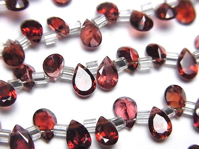 Garnet, Pear Shape Gemstone Beads