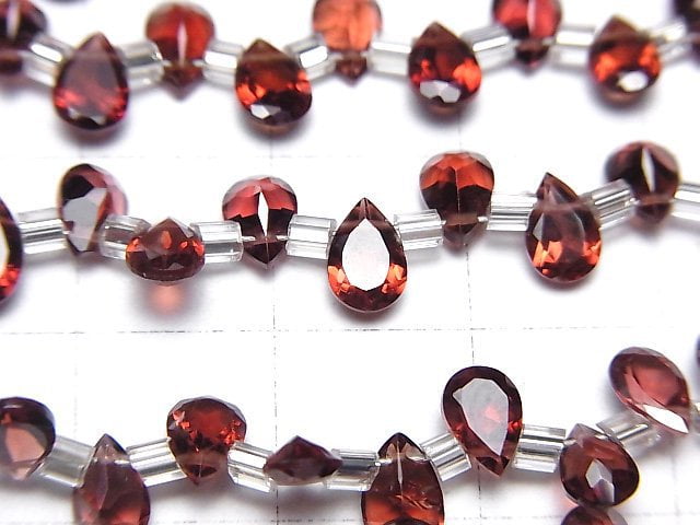 [Video]High Quality Mozambique Garnet AAA Pear shape Faceted 6x4mm half or 1strand (28pcs)