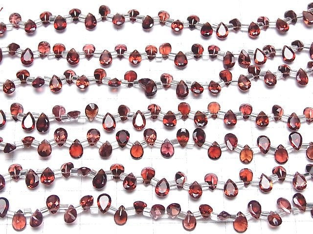 [Video]High Quality Mozambique Garnet AAA Pear shape Faceted 6x4mm half or 1strand (28pcs)