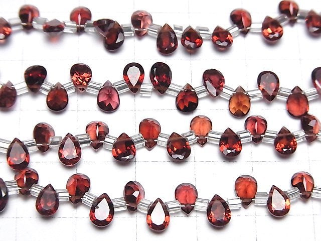 [Video]High Quality Mozambique Garnet AAA Pear shape Faceted 6x4mm half or 1strand (28pcs)